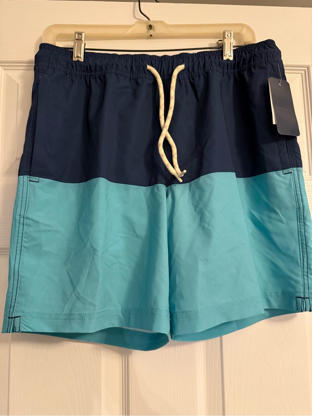 Men's Trinity Coast Two-Tone Navy and Aqua Swim Trunks